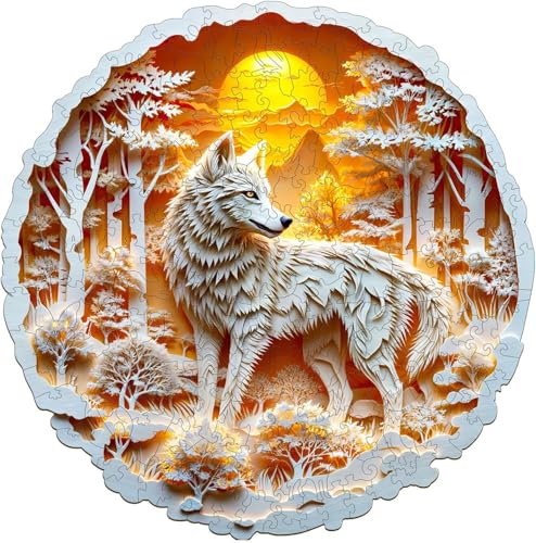 KAAYEE Puzzles en Bois, Loup Animaux Wooden Puzzle Adulte, P