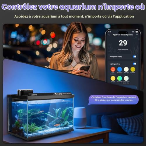 Nobleza Aquarium Smart 30L, Kit Complet WiFi avec App et Cha