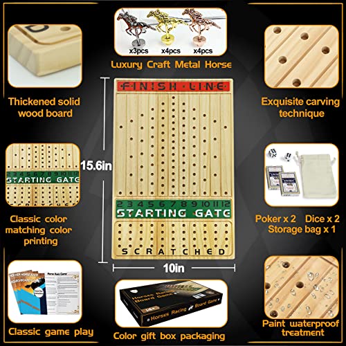 Jyquorp Jeu de société de course de chevaux en bois massif é