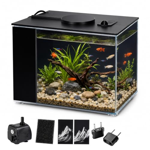Mini Aquarium Complet 3,7L avec Filtre et LED Multicolore, A