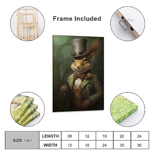 FOCCAR Toile murale avec gentilhomme souriant et écureuil en