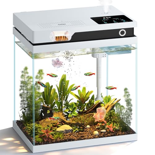Vehipa Petit Aquarium Complet 16L, Aquarium Complet avec Dis