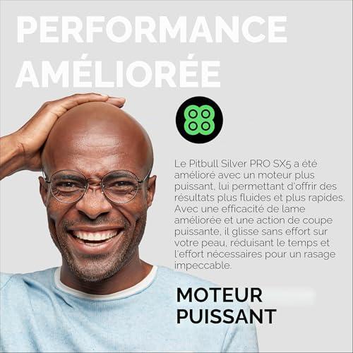 Skull Shaver Pitbull Silver Pro SX5 - Rasoir Tête et Visage 
