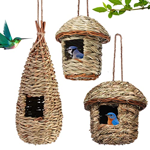 3 Pcs Cabane Oiseaux, Nid Perruche, Cage, Tissé À La Main, C