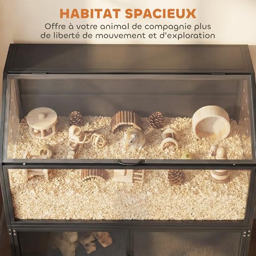 PawHut Cage Hamster 2-en-1 avec Armoire de Rangement - Habit