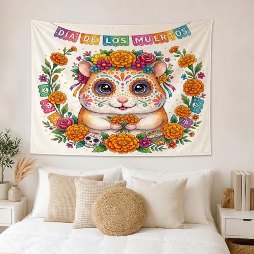 Tapisserie décorative florale Day Of The Dead Hamster 203,2