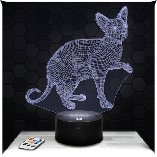 Lampephoto.fr - Lampe Chat Sphynx Veilleuse Tactile 3D Matou