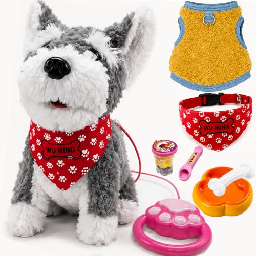 Skirfy Chien en peluche interactif avec laisse et accessoire