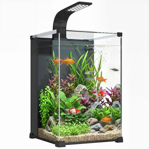 PawHut Aquarium en Verre Trempé 36L Complet - Nano Aquarium 