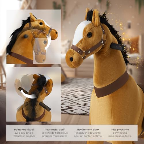 Tectake® Cheval à Bascule et à roulettes - Poney Jouet et Ca