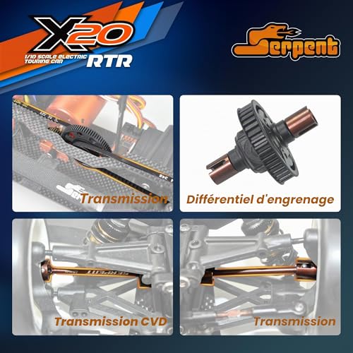 Serpent X20 1/10 RC Voiture Tourisme RTR, 4WD électrique rap
