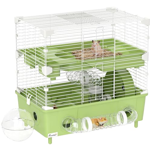 PawHut Cage pour Hamster à 2 Niveaux, Habitat pour Petits ro