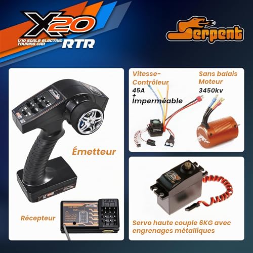 Serpent X20 1/10 RC Voiture Tourisme RTR, 4WD électrique rap