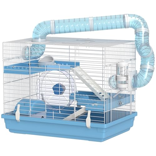 PawHut Cage pour Hamster Portable, Cage Hamster avec cabane,