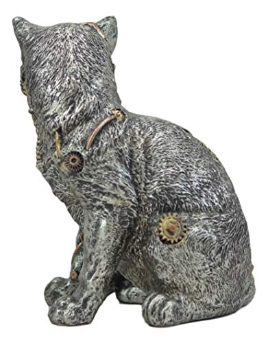 Ebros Gift Statuette de chat cyborg félin avec mécanisme pei