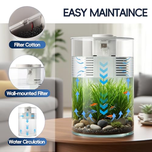 YISITONG Aquarium avec Filtre et éclairage LED, Multicolore,