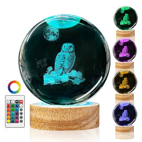 DCORIUNTG Veilleuse 3D en forme de chouette avec télécommand