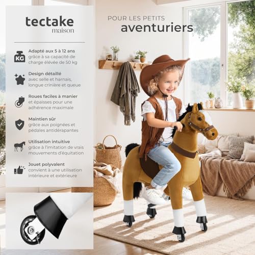 Tectake® Cheval à Bascule et à roulettes - Poney Jouet et Ca