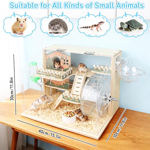 Cage en Bois pour Hamster, Habitat avec Vue à 270°