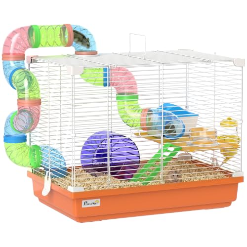 PawHut Cage à Hamster Rongeur 2 Niveaux 46L x 30l x 37H cm O