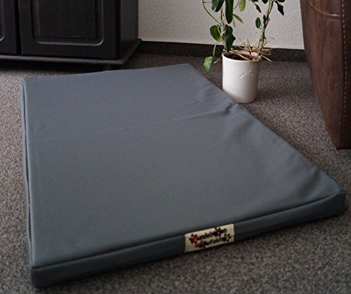 100 cm X 60 cm Matelas orthopédique pour Chien Similicuir Gris - Fibre de Coco - Hypoallergénique