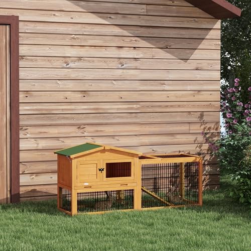 PawHut Clapier de Sol Cage à Lapin Cottage Niche supérieure 