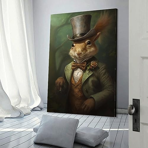 FOCCAR Toile murale avec gentilhomme souriant et écureuil en