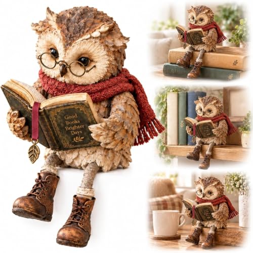 Figurine de Chouette lectrice, Statue de Chouette avec Lunet