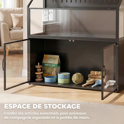 PawHut Cage Hamster 2-en-1 avec Armoire de Rangement - Habit