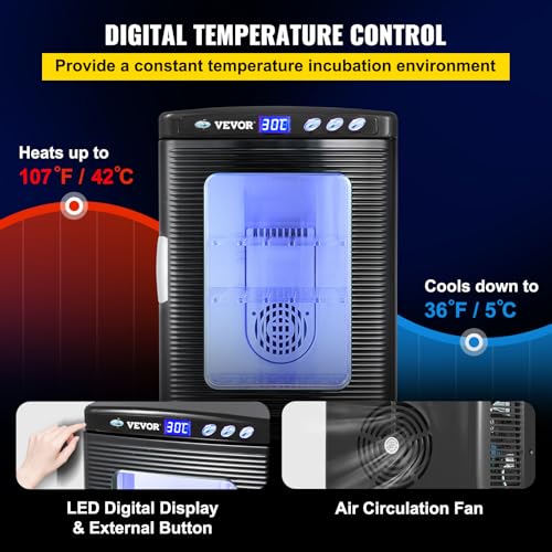 VEVOR Incubateur 25 L 5 °C-42 °C Température Constante Couve