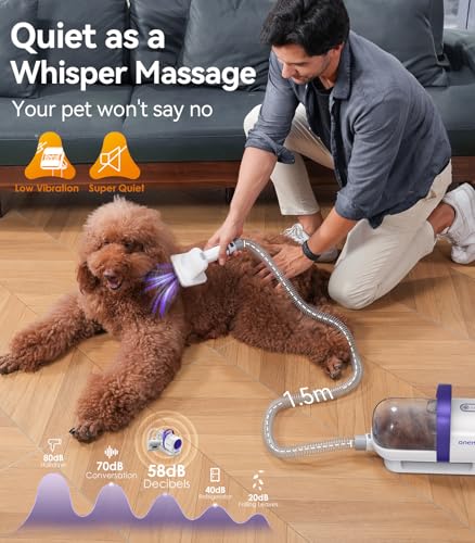 oneisall Aspirateur pour Chiens avec Brosse