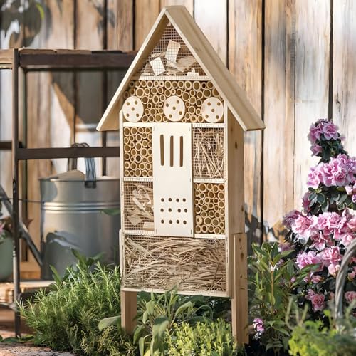 Dekoleidenschaft Hôtel à insectes naturel en bois et bambou,