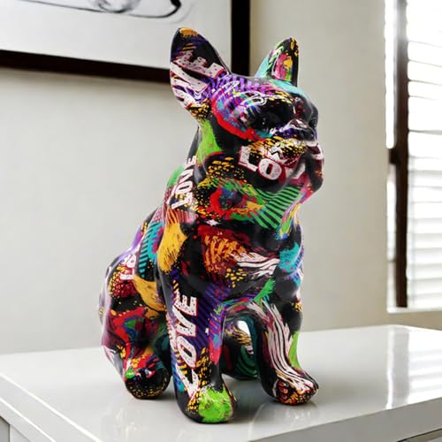 BZHIB Statue de bouledogue colorée - 21,6 x 15,5 cm - Décora