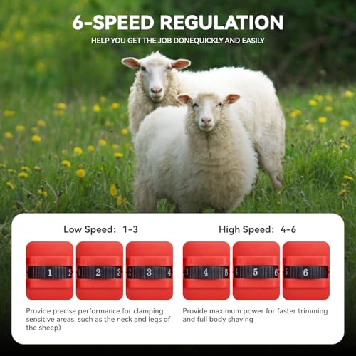 ONEVAN Tondeuse à moutons sans fil, 500 W, 6 vitesses, 13 de