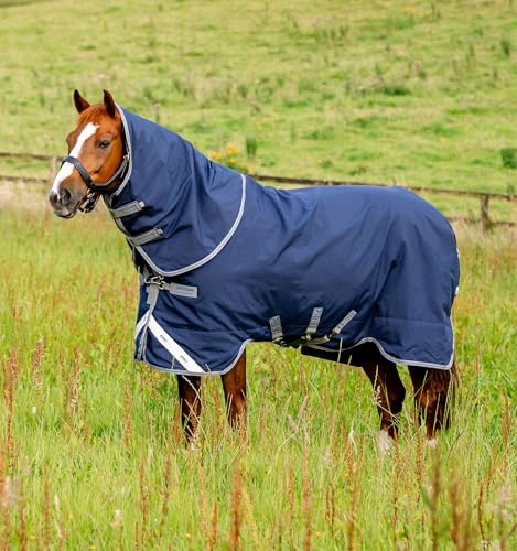 Horseware Ireland Rhino Plus 250 g Variété Couche de Partition Cheval, Bleu Marine/Titane/Titane Gris/Classique