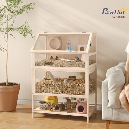 PawHut Cage pour Hamster en Bois XXL - Habitat pour Rongeur 