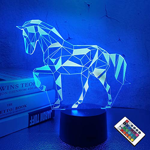 Veilleuses pour enfants Cheval Illusion 3D Lampe de chevet 1