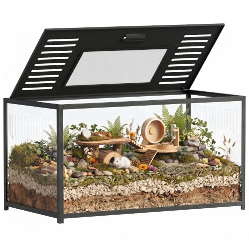 PawHut Cage Hamster en Métal, Transparent, Base Profonde, 10