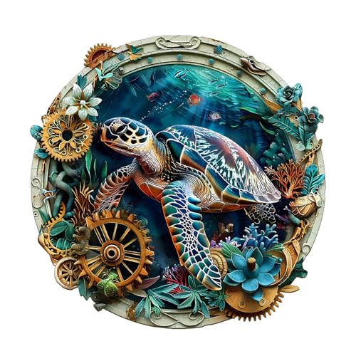 Blumuze Puzzle Bois Adulte, Tortue en Relief Puzzle en Bois