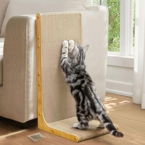 Conlun Grattoir pour Chat, Forme en L Montable au Mur, Plate