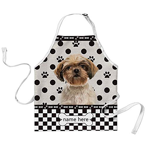 BAGEYOU Tablier de cuisine personnalisé à pois et carreaux a