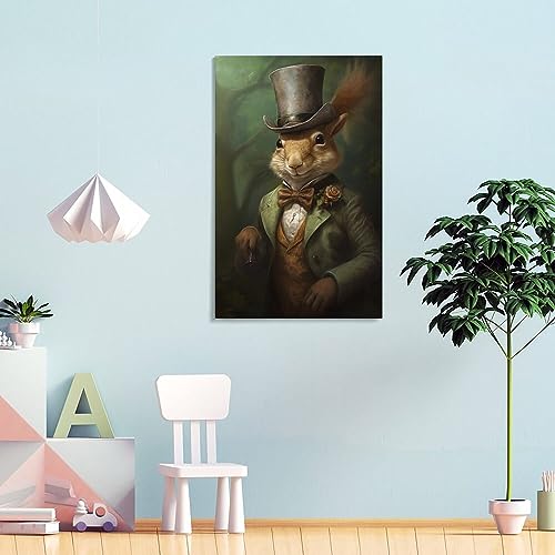 FOCCAR Toile murale avec gentilhomme souriant et écureuil en