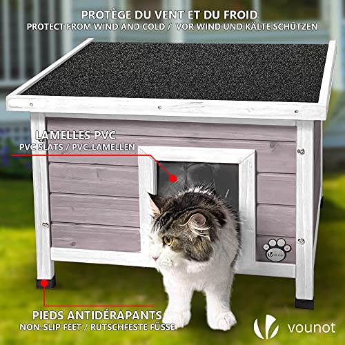 VOUNOT® Maison de Chat en Bois avec Toit Bitumé et Fenêtre P
