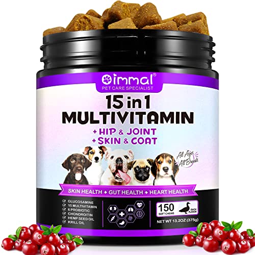 Multivitamine 15 en 1 pour Chiens, 150 vitamines Naturelles 