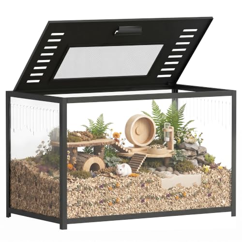 PawHut Cage Hamster en Métal, Transparent, Base Profonde, 80