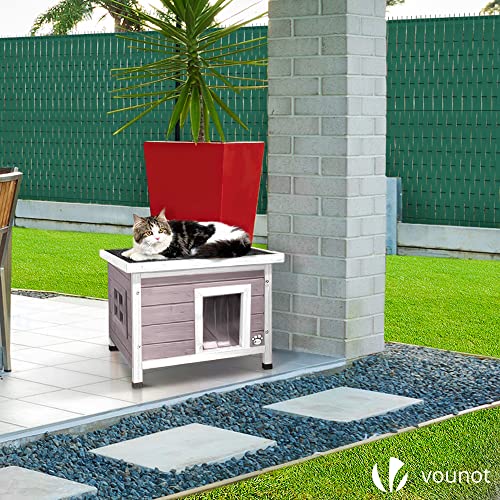 VOUNOT® Maison de Chat en Bois avec Toit Bitumé et Fenêtre P