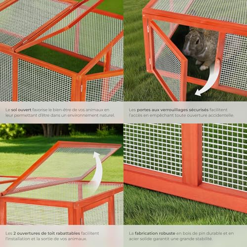 tectake® Clapier Lapin Exterieur Cage Cochon dInde Cage Lapi
