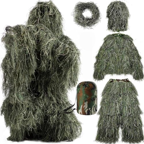 Beler Ghillie Suit, Ensemble de Camouflage 3D en 5 pièces po