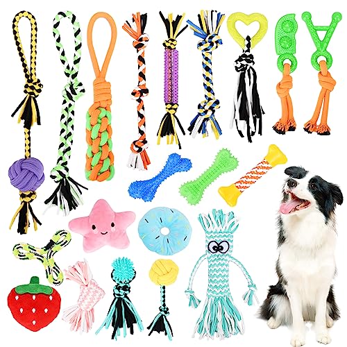 TAVADA Ensemble de 20 Jouets pour Chien - Corde à Mâcher, Ba