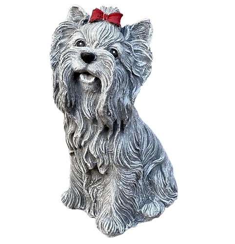stoneandstyle Statuette Yorkshire Terrier en pierre coulée - 30 cm de haut, 15 cm de large, 22 cm de long, 5,2 kg